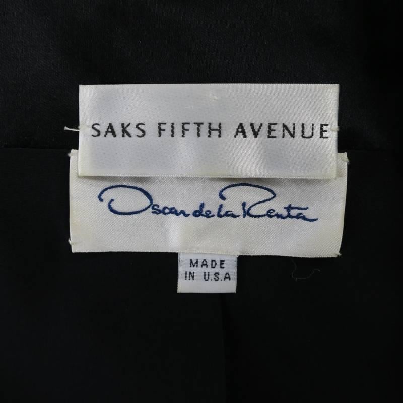 OSCAR DE LA RENTA Size 4 Black Silk Collar Pleated Peplum Waist Cropped Jacket 5