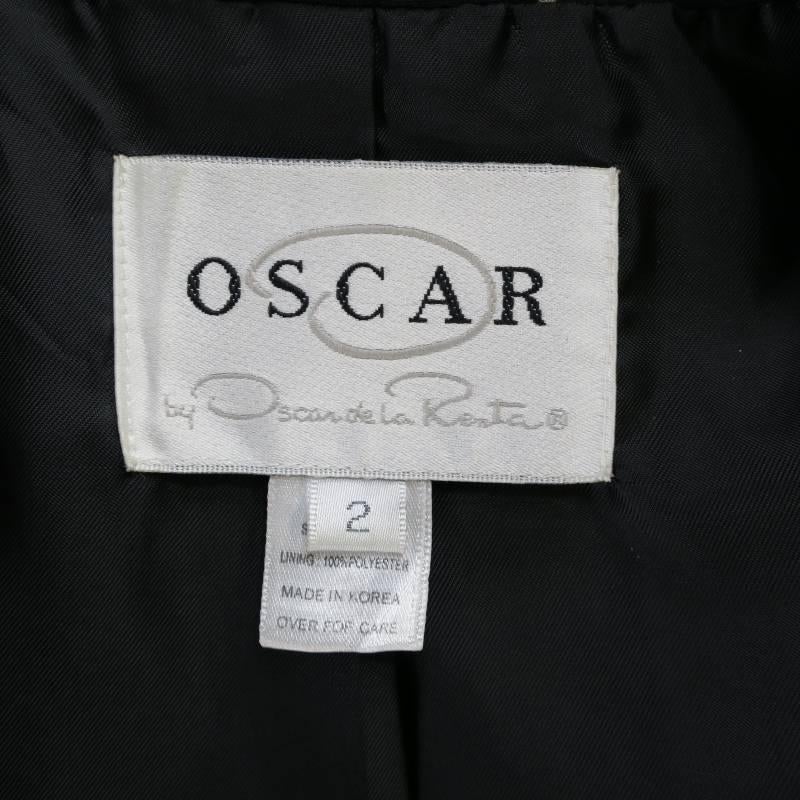OSCAR by OSCAR DE LA RENTA Size 2 Black Silk Pinstripe Blazer Jacket 5