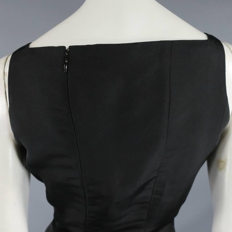 OSCAR DE LA RENTA 8 Black Silk Drop Waist Layered Ruffle Vintage Cocktail Dress 4