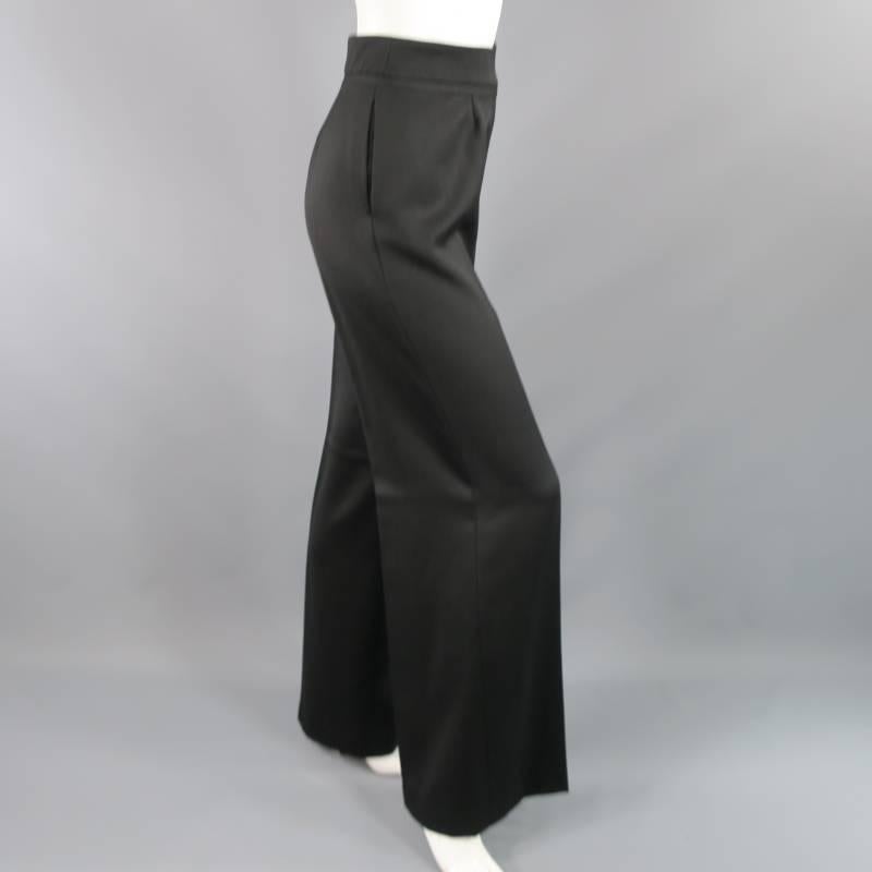 OSCAR DE LA RENTA Size 2 Black Wool High Rise Wide Leg Ribbon Waist Dress Pants 1