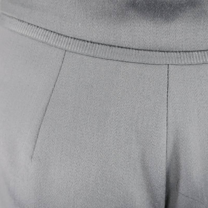 OSCAR DE LA RENTA Size 2 Silver Grey Wool High Rise Wide Leg Ribbon Dress Pants 1