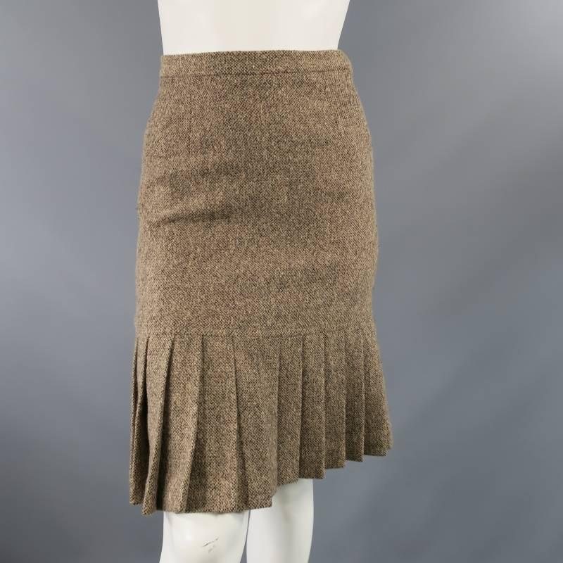 OSCAR DE LA RENTA Size 6 Beige Textured Tweed Button Lapel Jacket Skirt Suit 1