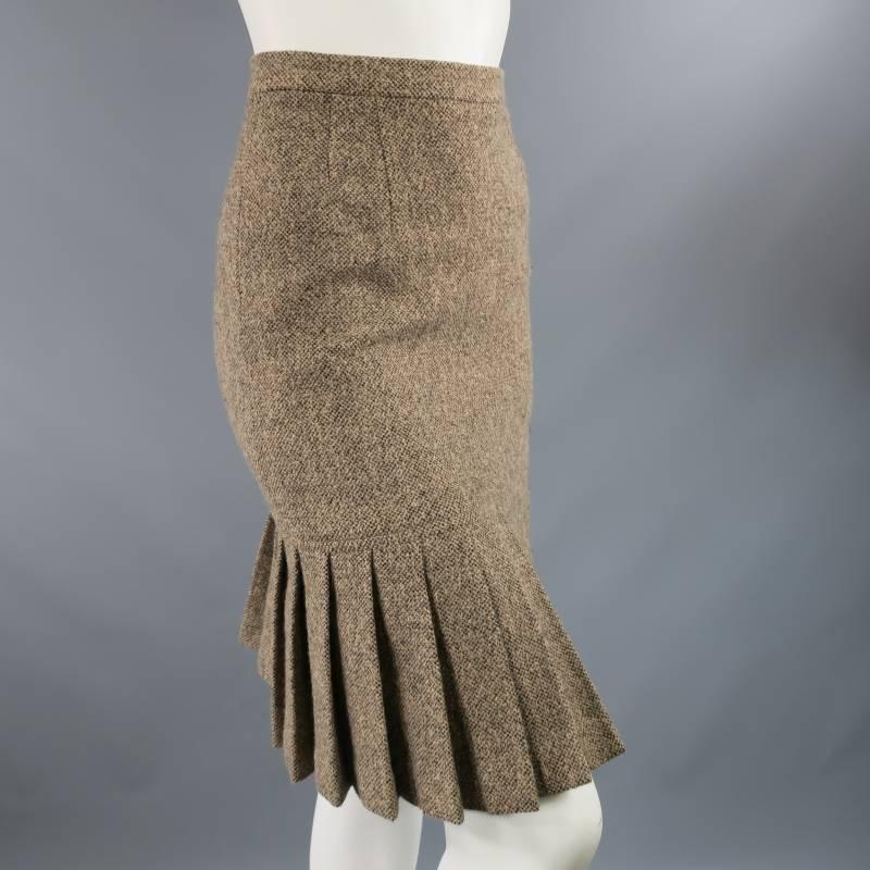 OSCAR DE LA RENTA Size 6 Beige Textured Tweed Button Lapel Jacket Skirt Suit 2