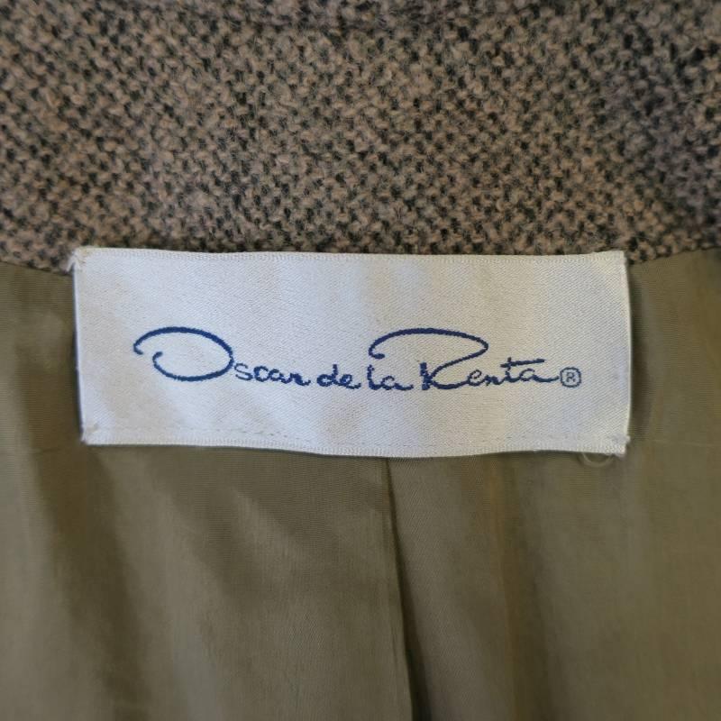 OSCAR DE LA RENTA Size 6 Beige Textured Tweed Button Lapel Jacket Skirt Suit 6