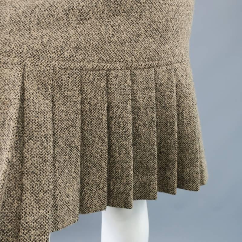 OSCAR DE LA RENTA Size 6 Beige Textured Tweed Button Lapel Jacket Skirt Suit 3