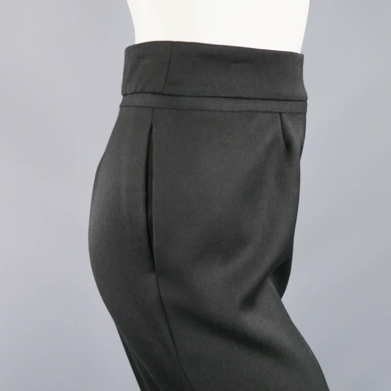 OSCAR DE LA RENTA Size 2 Black Wool High Rise Wide Leg Ribbon Waist Dress Pants 1