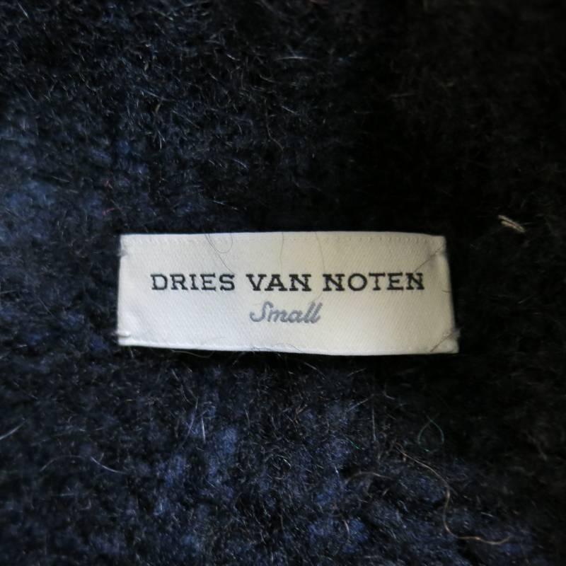DRIES VAN NOTEN Size S Green & Navy Sleeveless Cable Knit Turtleneck Sweater In Excellent Condition In San Francisco, CA