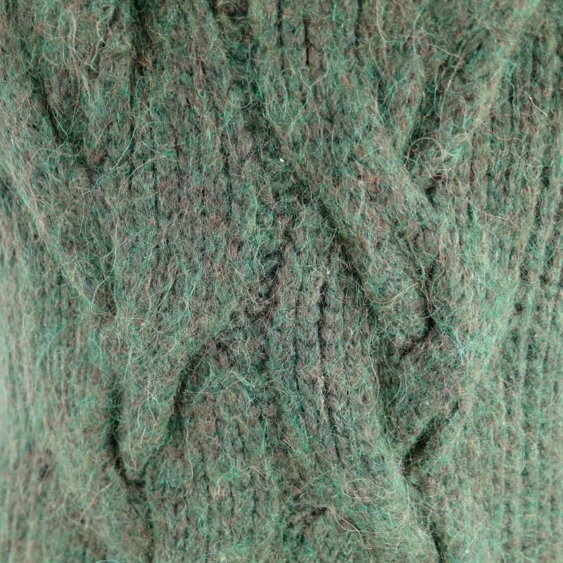 Black DRIES VAN NOTEN Size S Green & Navy Sleeveless Cable Knit Turtleneck Sweater