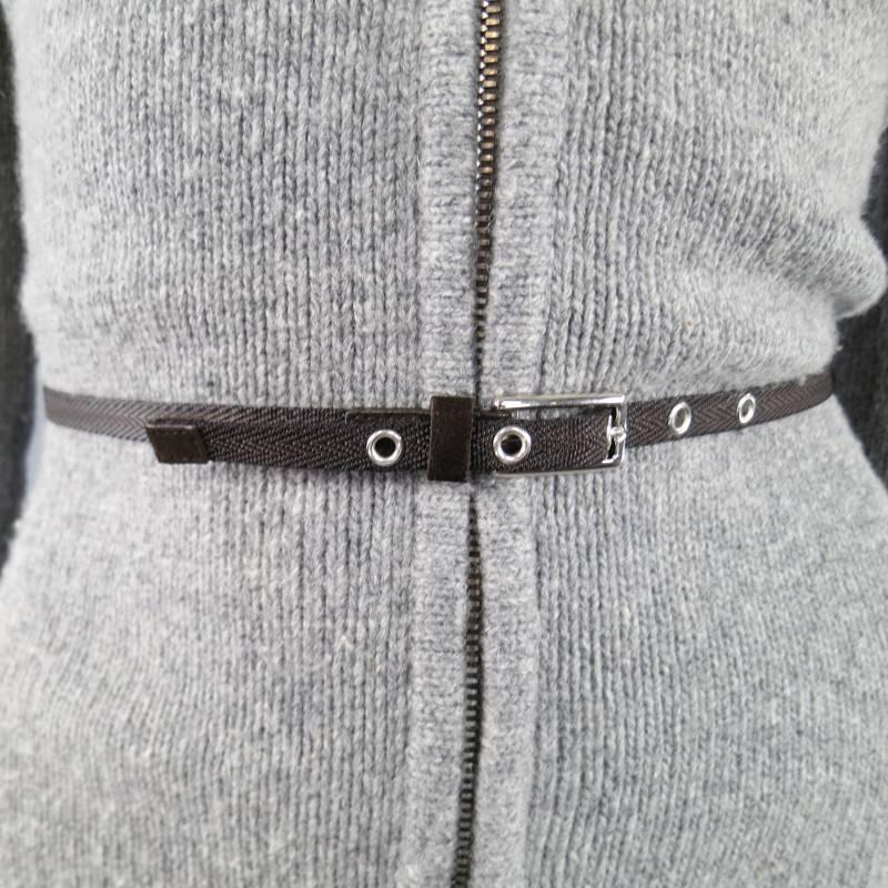 PRADA Size 6 Grey Wool / Cashmere Fox Collar Zip Jacket Leather Elbow Pads 1
