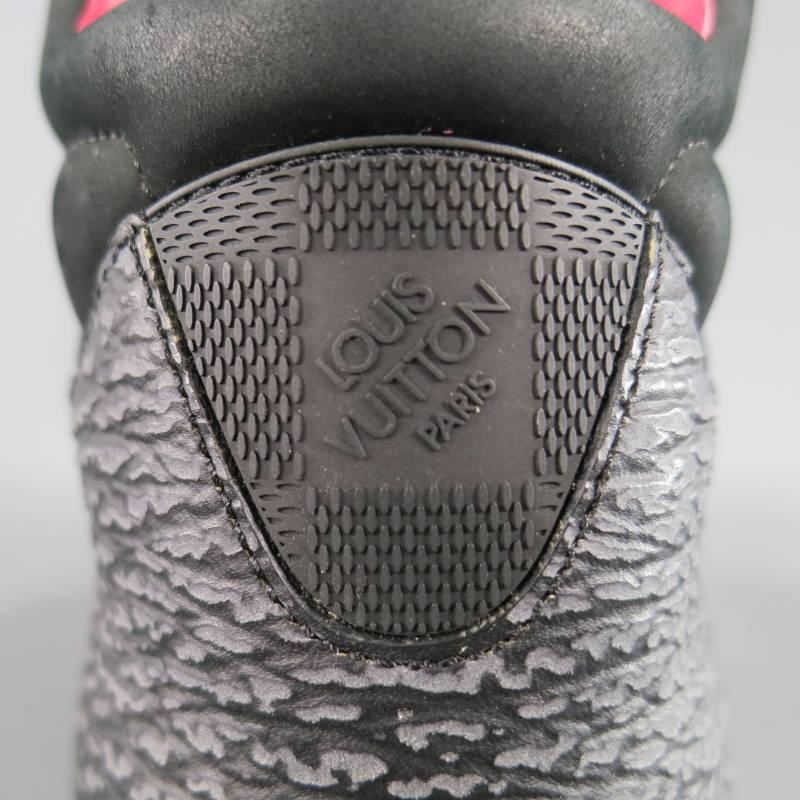 LOUIS VUITTON 10.5 Black Textured Leather High Top Velcro Trailblazer Sneakers 2