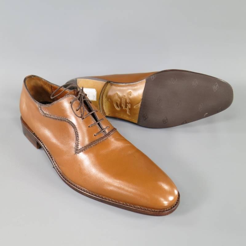 Brown A.TESTONI Size 12 Caramel Leather Lace Up