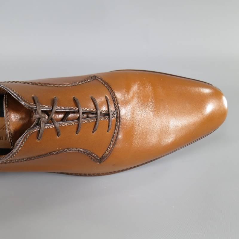 A.TESTONI Size 12 Caramel Leather Lace Up In Good Condition In San Francisco, CA