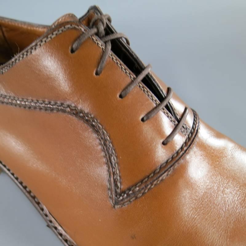 Men's A.TESTONI Size 12 Caramel Leather Lace Up