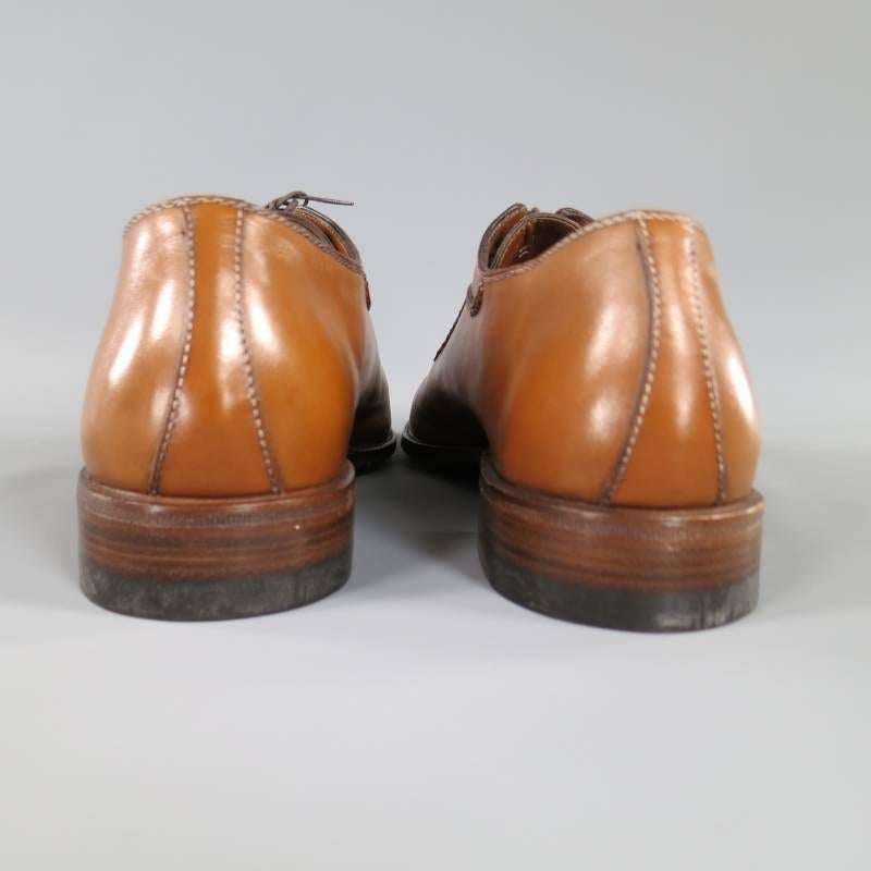 A.TESTONI Size 12 Caramel Leather Lace Up 2