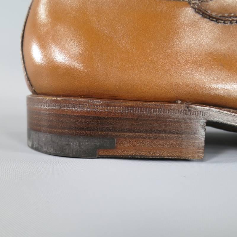 A.TESTONI Size 12 Caramel Leather Lace Up 1