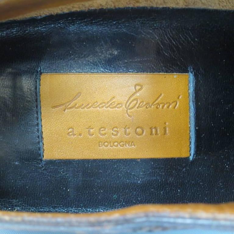 A.TESTONI Size 12 Caramel Leather Lace Up at 1stDibs