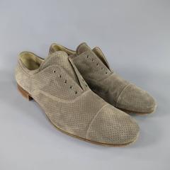 PRADA Size 12 Gray Perforated Suede No Lace Cap Toe Slip On