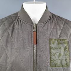 LOUIS VUITTON 42 Grey & Olive Reversible Quilted Bomber Pre-Fall 15 Jacket