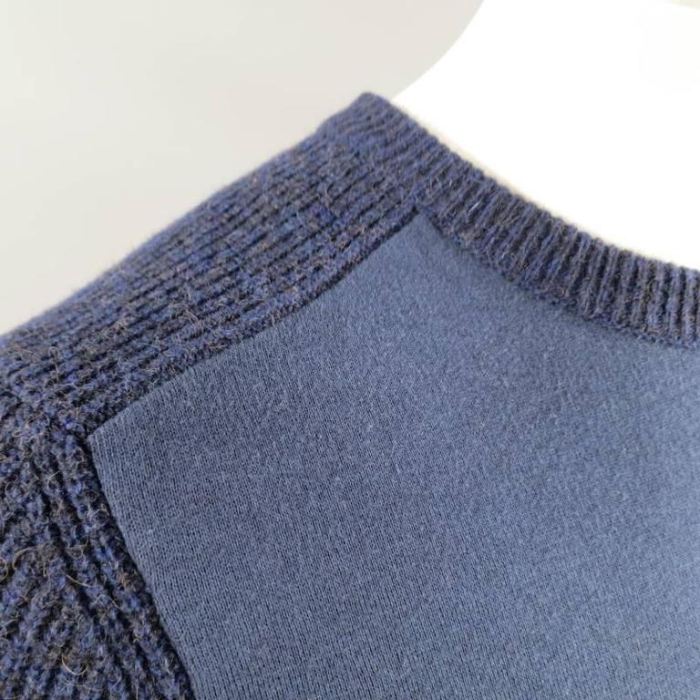 LOUIS VUITTON Size XL Navy Cashmere Blend Cursive Embroidered Pullover ...