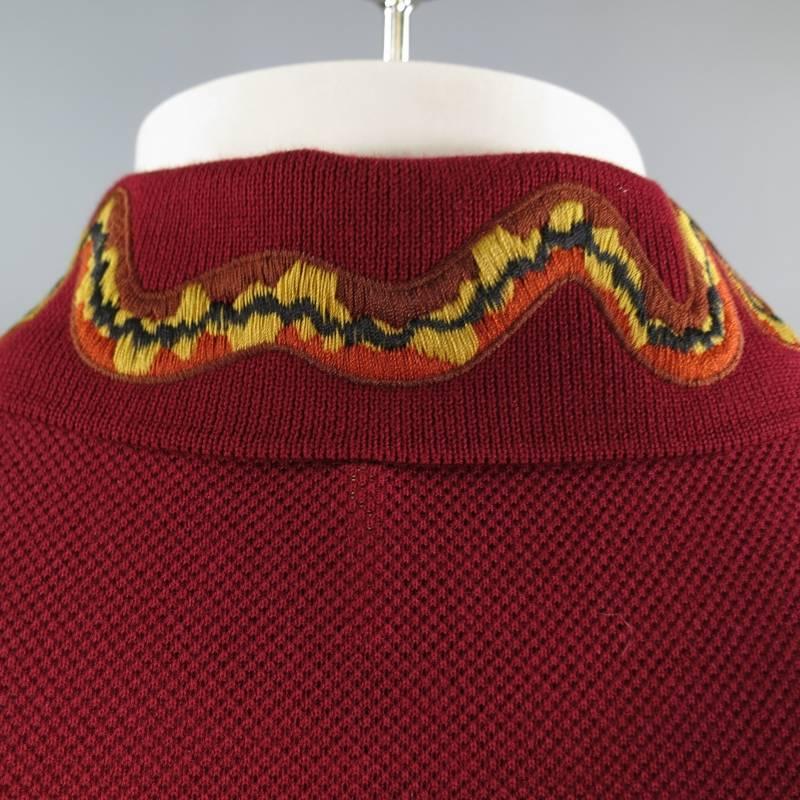 GUCCI Size S Burgundy Red Snake Appique Collar POLO 2
