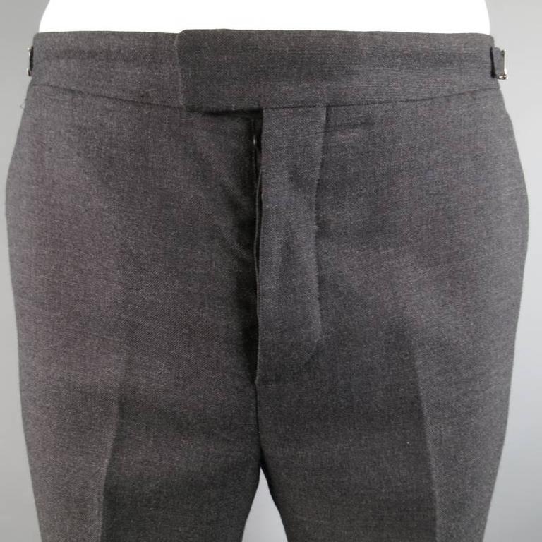 LOUIS VUITTON Size 34 Charcoal Wool Dress Pants LV Side Tabs at 1stDibs