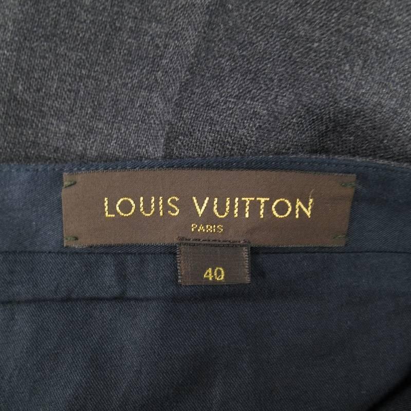 LOUIS VUITTON Size 34 Charcoal Wool Dress Pants LV Side Tabs at 1stdibs