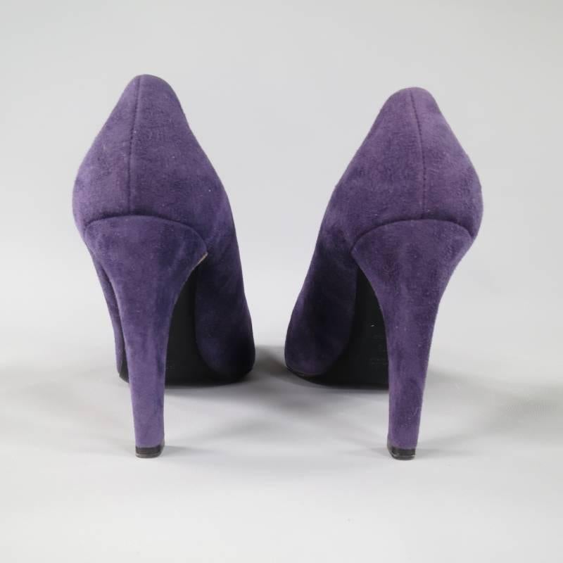 Women's PRADA Size 8.5 Purple Suede Curved Heel Pumps