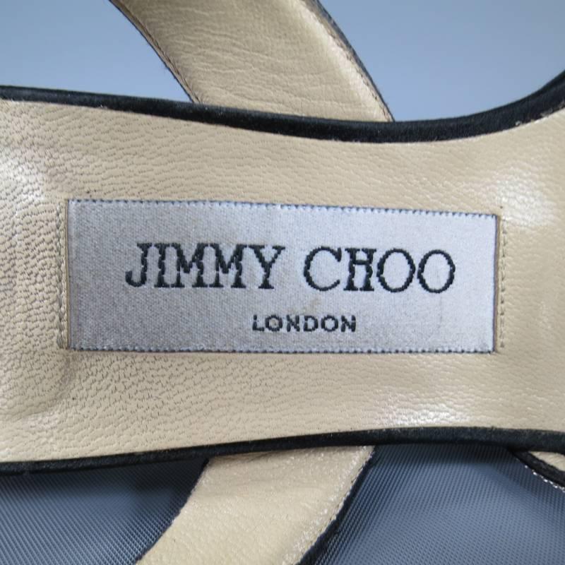 Women's JIMMY CHOO Size 6 Black Silk Slingback Crystal Rhinestone Sandals