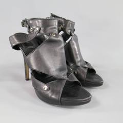 CHRISTIAN DIOR Size 6.5 Black Leather -EXTREME- Gladiator Platform Sandals