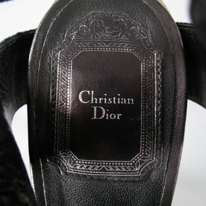 Women's CHRISTIAN DIOR Size 6.5 Black Leather -EXTREME- Gladiator Platform Sandals