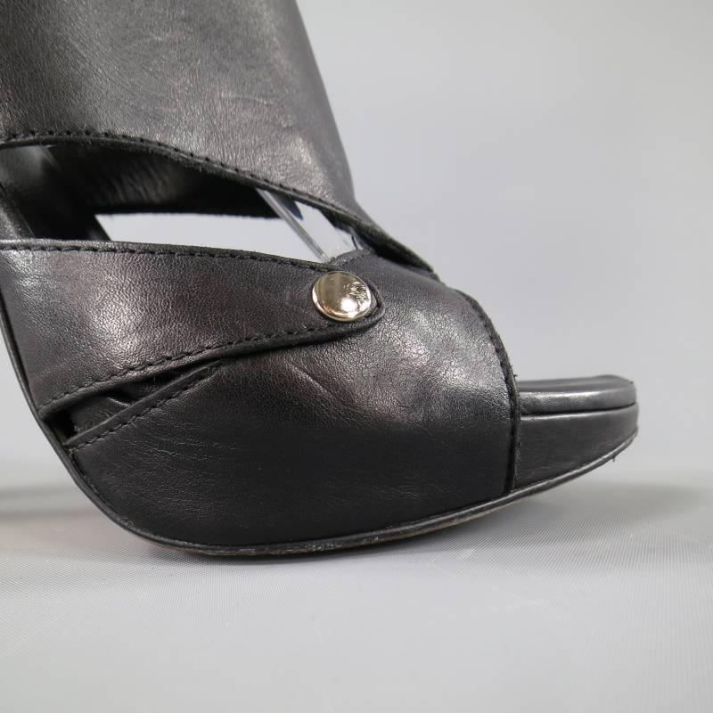 CHRISTIAN DIOR Size 6.5 Black Leather -EXTREME- Gladiator Platform Sandals 2