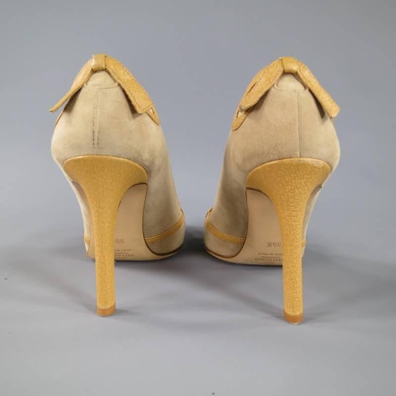 VALENTINO GARAVANI Size 5.5 Beige Suede Bow CutoutPumps 4