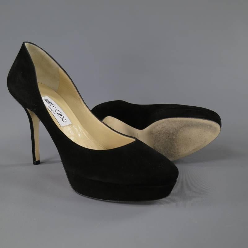 JIMMY CHOO Size 9 Black Suede Platform Pumps In Excellent Condition In San Francisco, CA