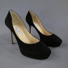 JIMMY CHOO Size 9 Black Suede Platform Pumps