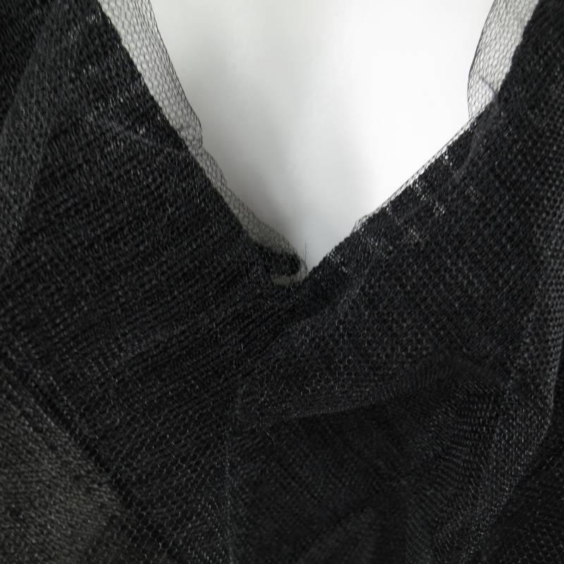 Women's DOLCE & GABBANA Size 4 Black Tulle Overlay V Neck Pullover 2007