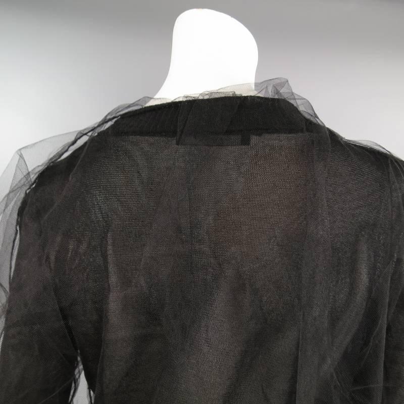 DOLCE & GABBANA Size 4 Black Tulle Overlay V Neck Pullover 2007 2