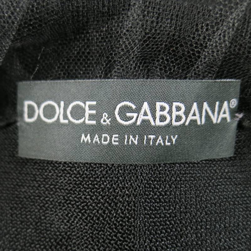 DOLCE & GABBANA Size 4 Black Tulle Overlay V Neck Pullover 2007 3