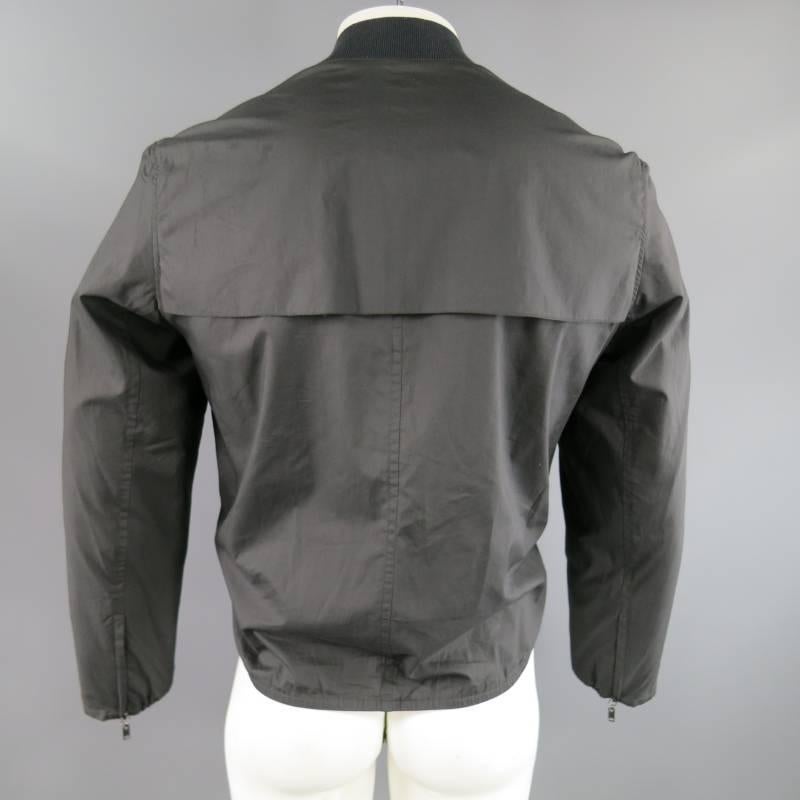 LANVIN Men's 42 Charcoal Cotton Aviator Windbreaker Jacket 2