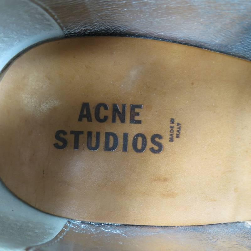 ACNE STUDIOS Size 12 Silver Leather Cap-Toe Lace Up 3