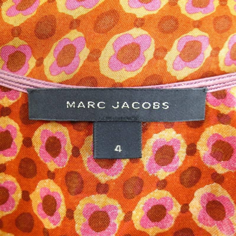 MARC JACOBS Size 4 Orange Floral Silk Chiffon Wide Leg Jumpesuit 6