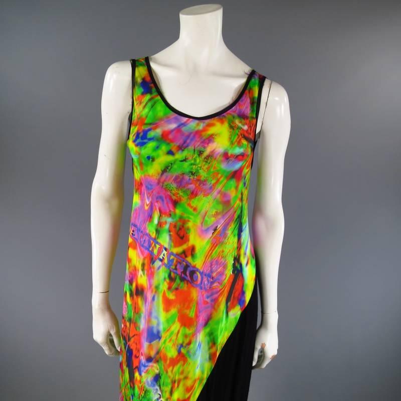 This fabulous Yohji Yamamoto dress comes in a vibrant, psychedelic, glitch 