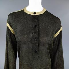 Vintage CHRISTIAN DIOR Size 10 Black & Gold Sheer Lurex Tunic Dress