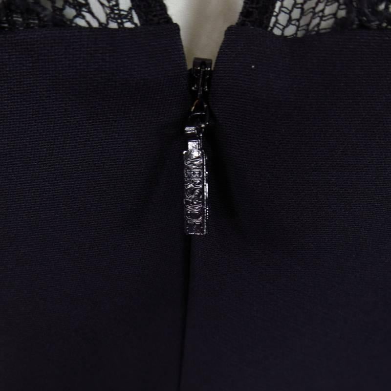 VERSACE Size 6 Black Long Sleeve Lace Camisole Cocktail Dress 5