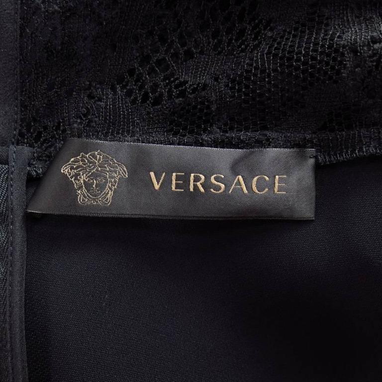 VERSACE Size 6 Black Long Sleeve Lace Camisole Cocktail Dress at 1stDibs