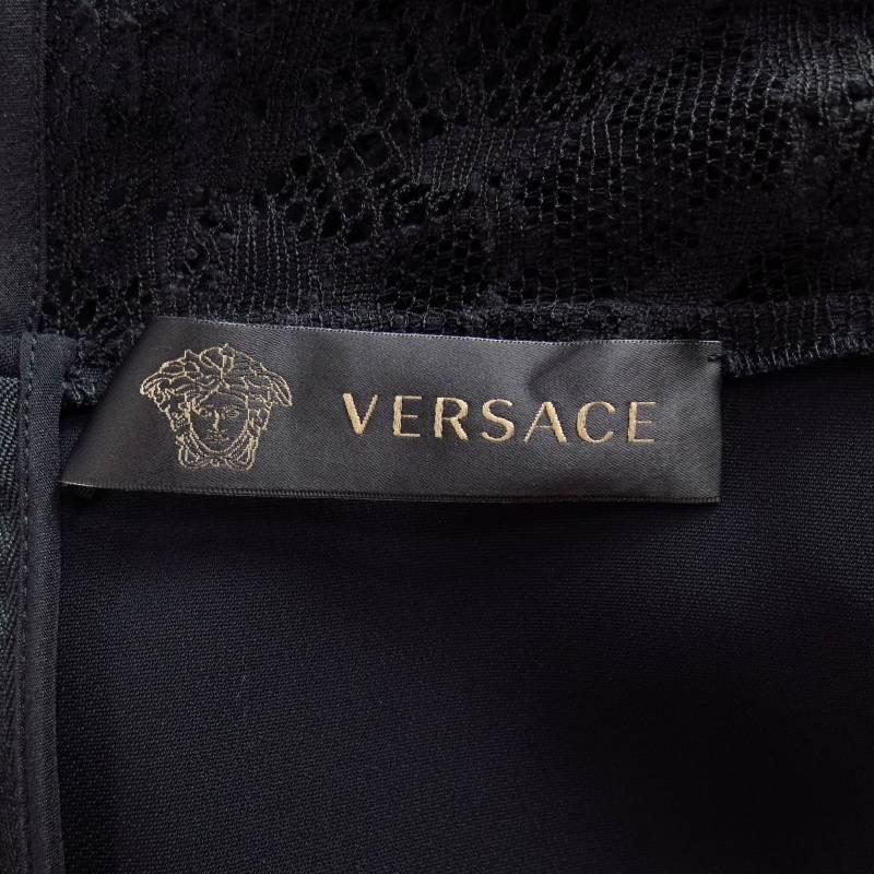 VERSACE Size 6 Black Long Sleeve Lace Camisole Cocktail Dress 6