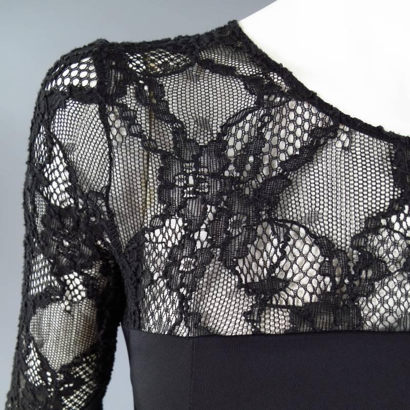VERSACE Size 6 Black Long Sleeve Lace Camisole Cocktail Dress In Excellent Condition In San Francisco, CA