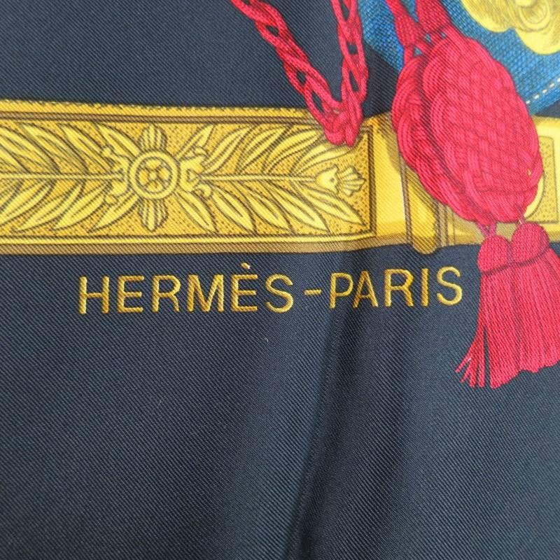 HERMES Black Silk Grand Uniforme Silk Scarf 6