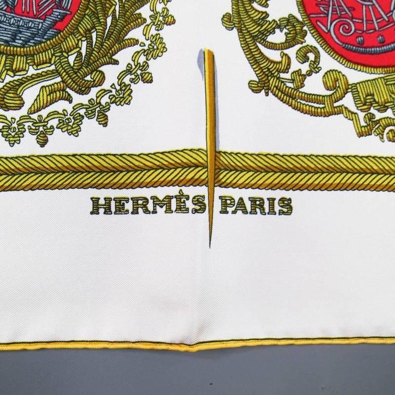 Hermes White Silk Les Armes de Paris Silk Scarf at 1stDibs
