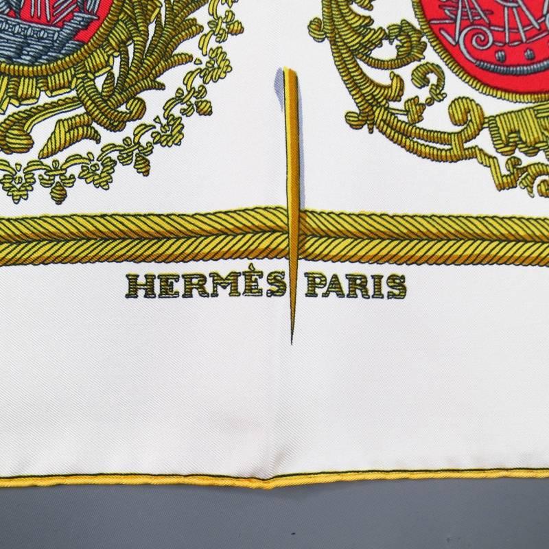 Hermes White Silk Les Armes de Paris Silk Scarf 5