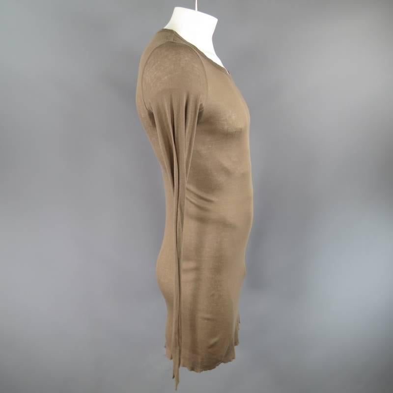 Brown RICK OWENS Men's Size XL Cotton Olive Long sleeve shirt